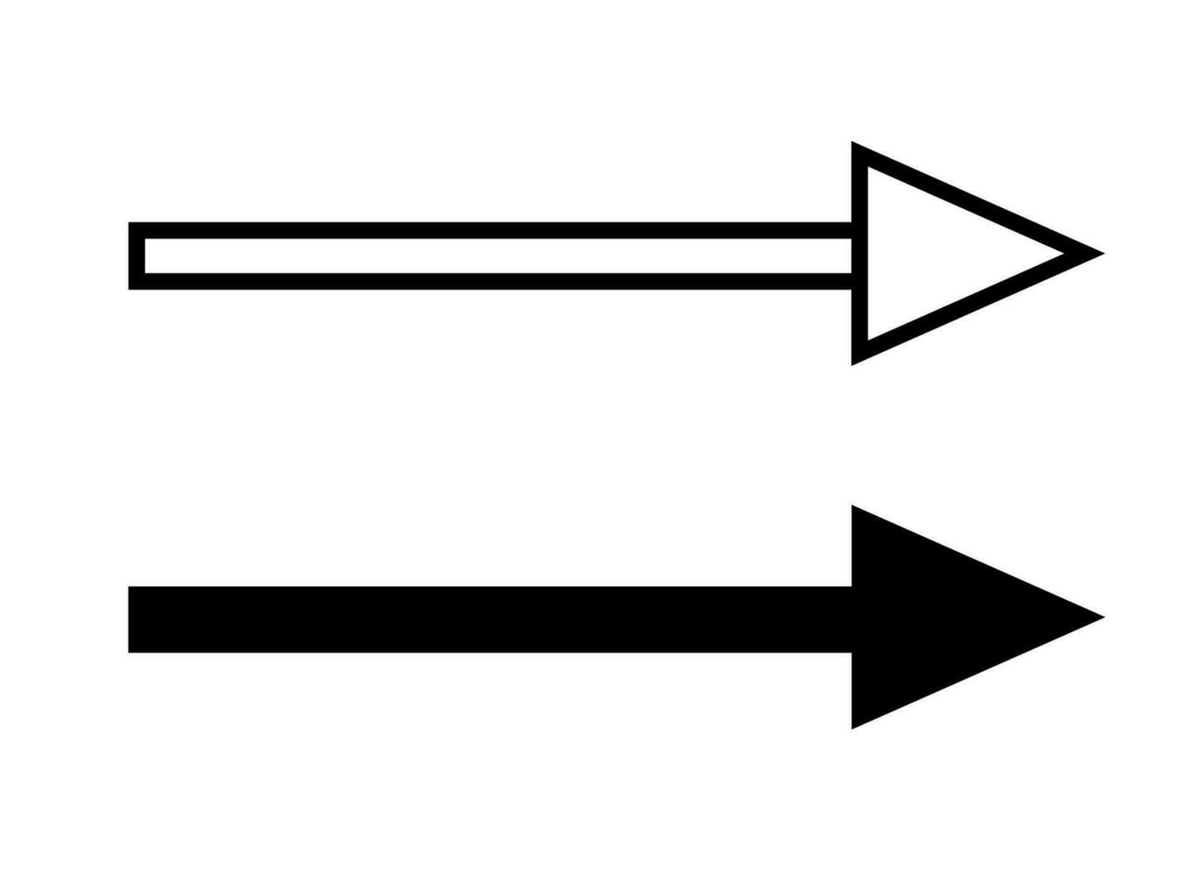 flechas conjunto sencillo mano dibujado vector ilustración, horizontal firmar señalando dirección a Derecha