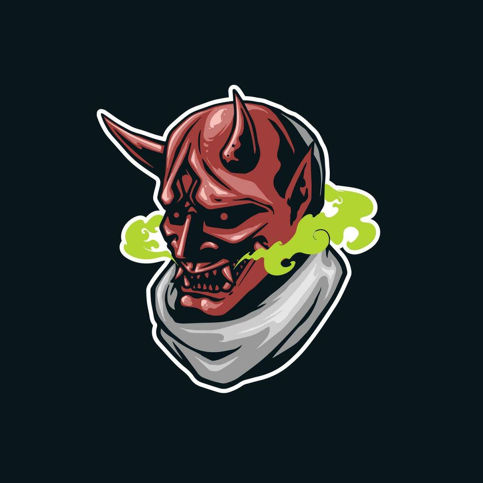 oni mask artwork for mascot vector