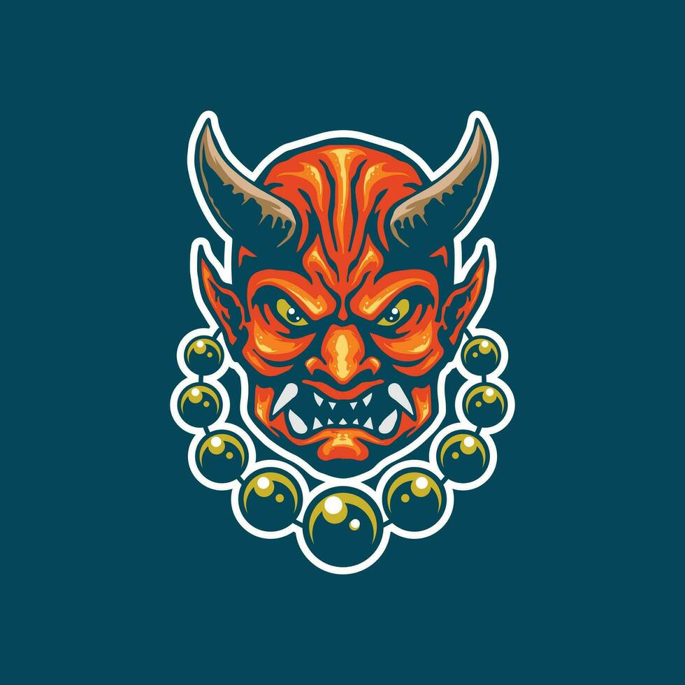 oni mask artwork for mascot vector