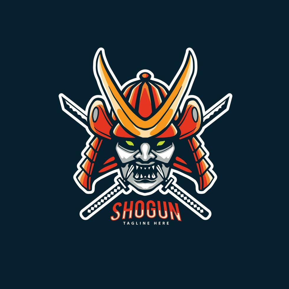 samurai head for mascot design vector