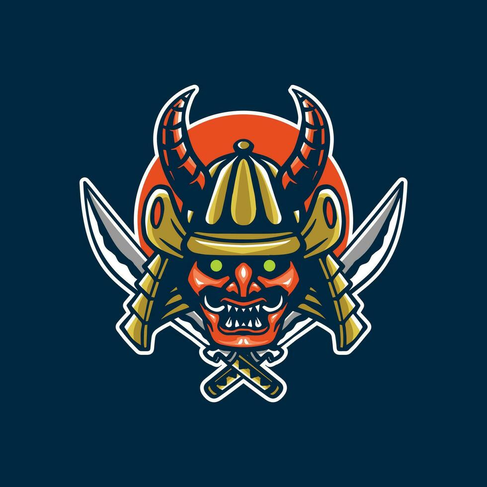 samurai head for mascot design vector