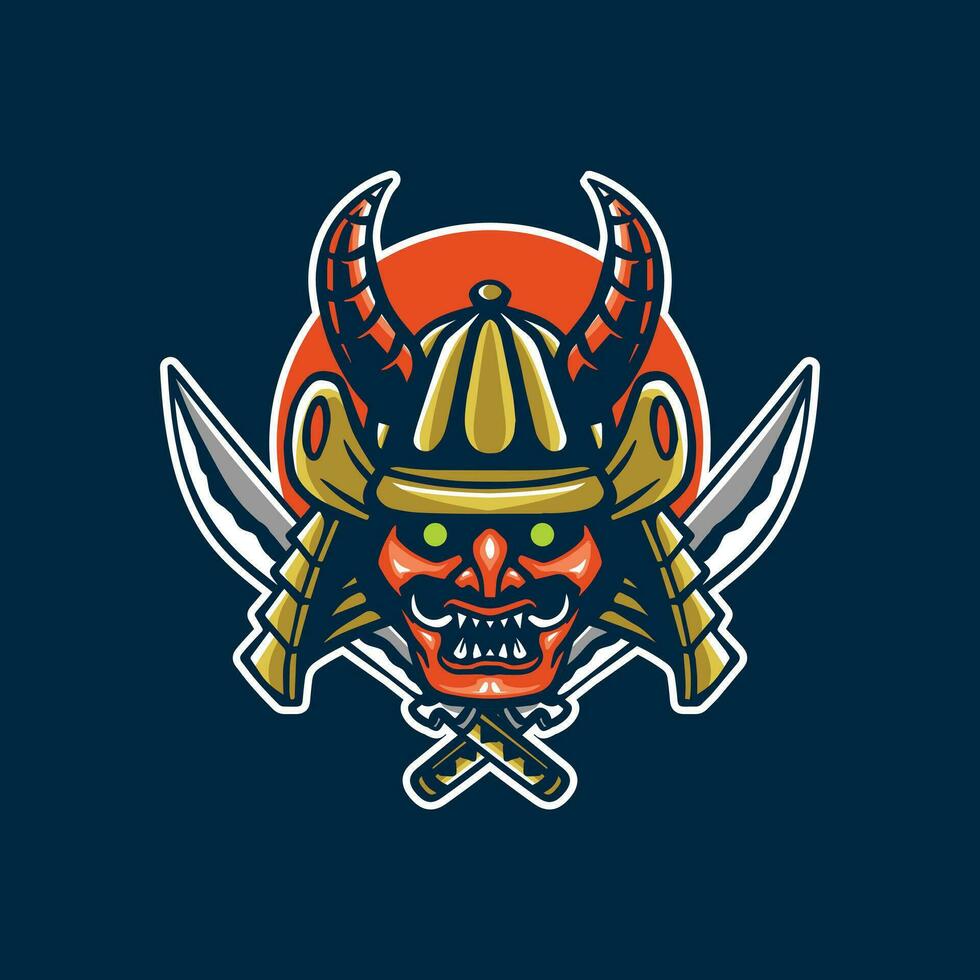 samurai cabeza para mascota diseño vector