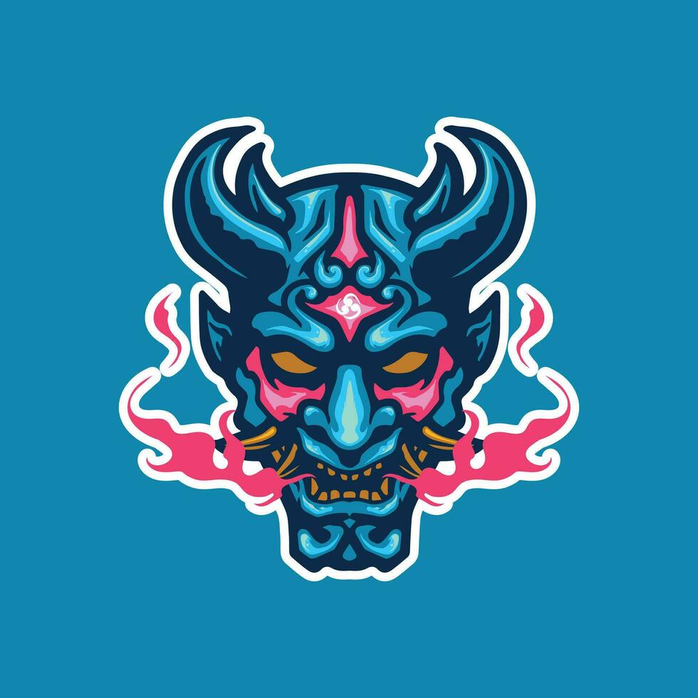 oni mask artwork for mascot vector