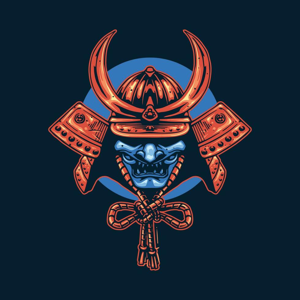 samurai head for mascot design vector