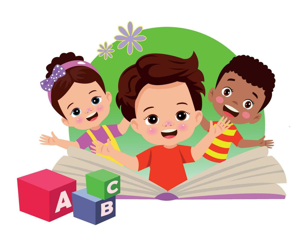 letter cubes and cute boy vector