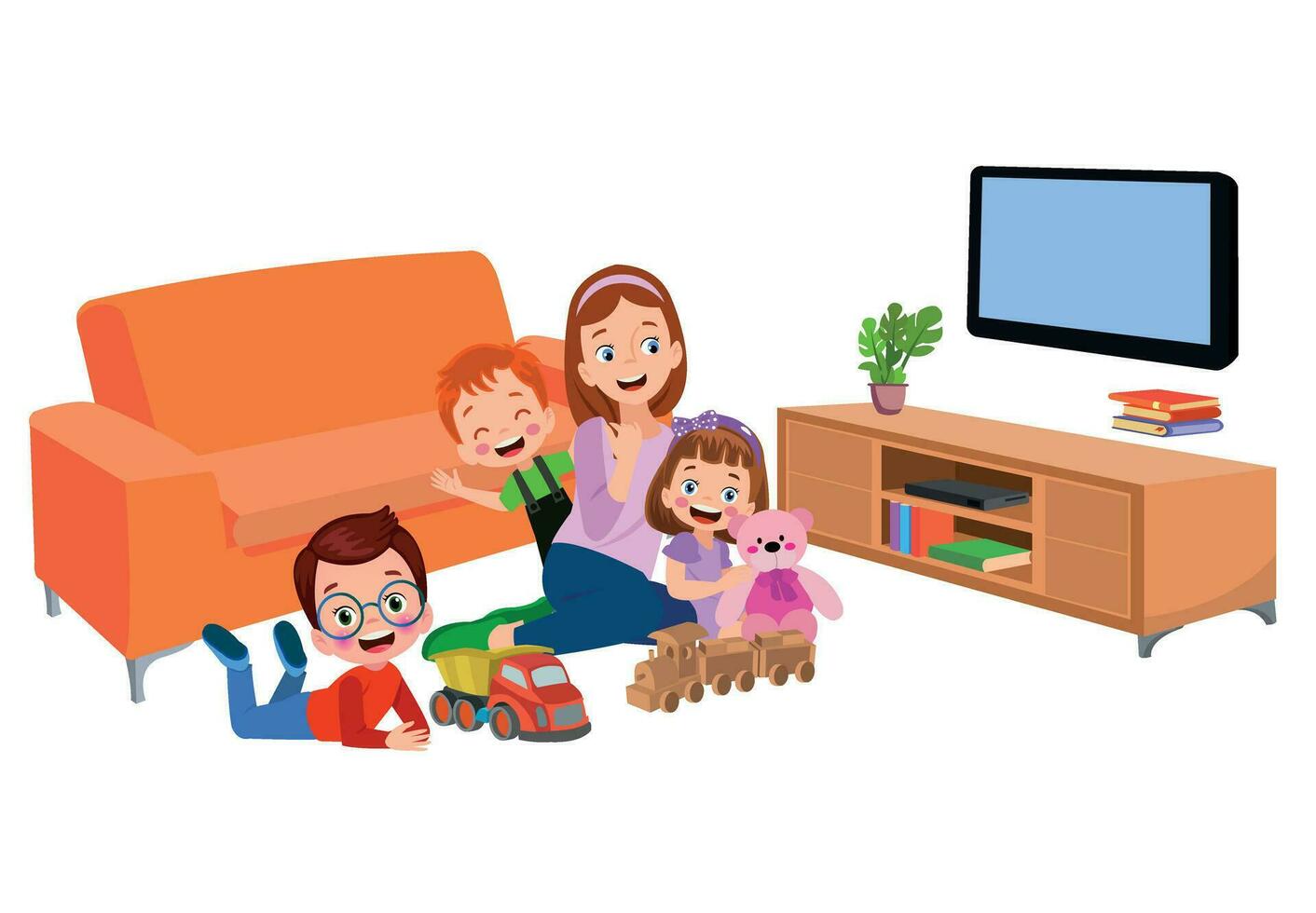 Kids playing in the room vector