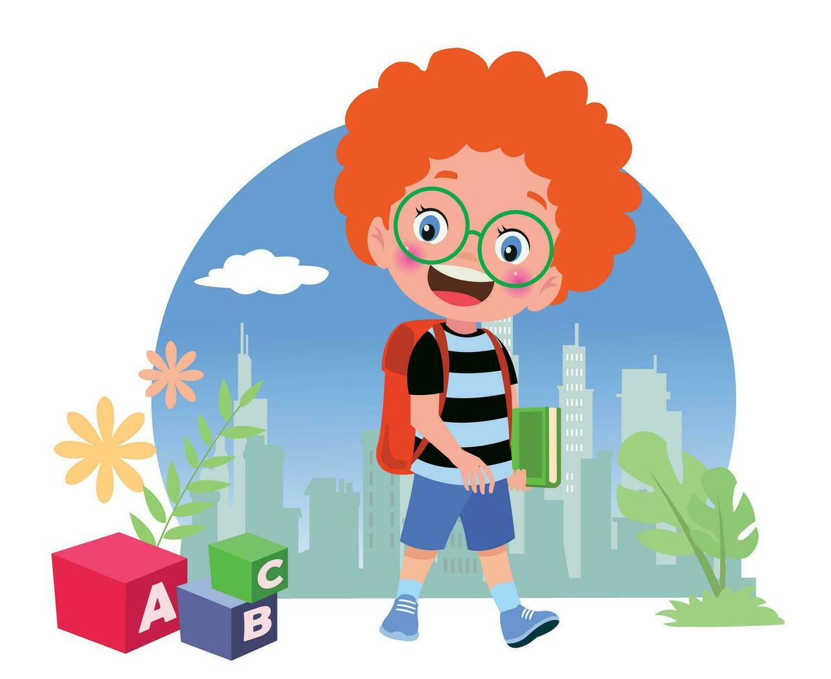 letter cubes and cute boy vector