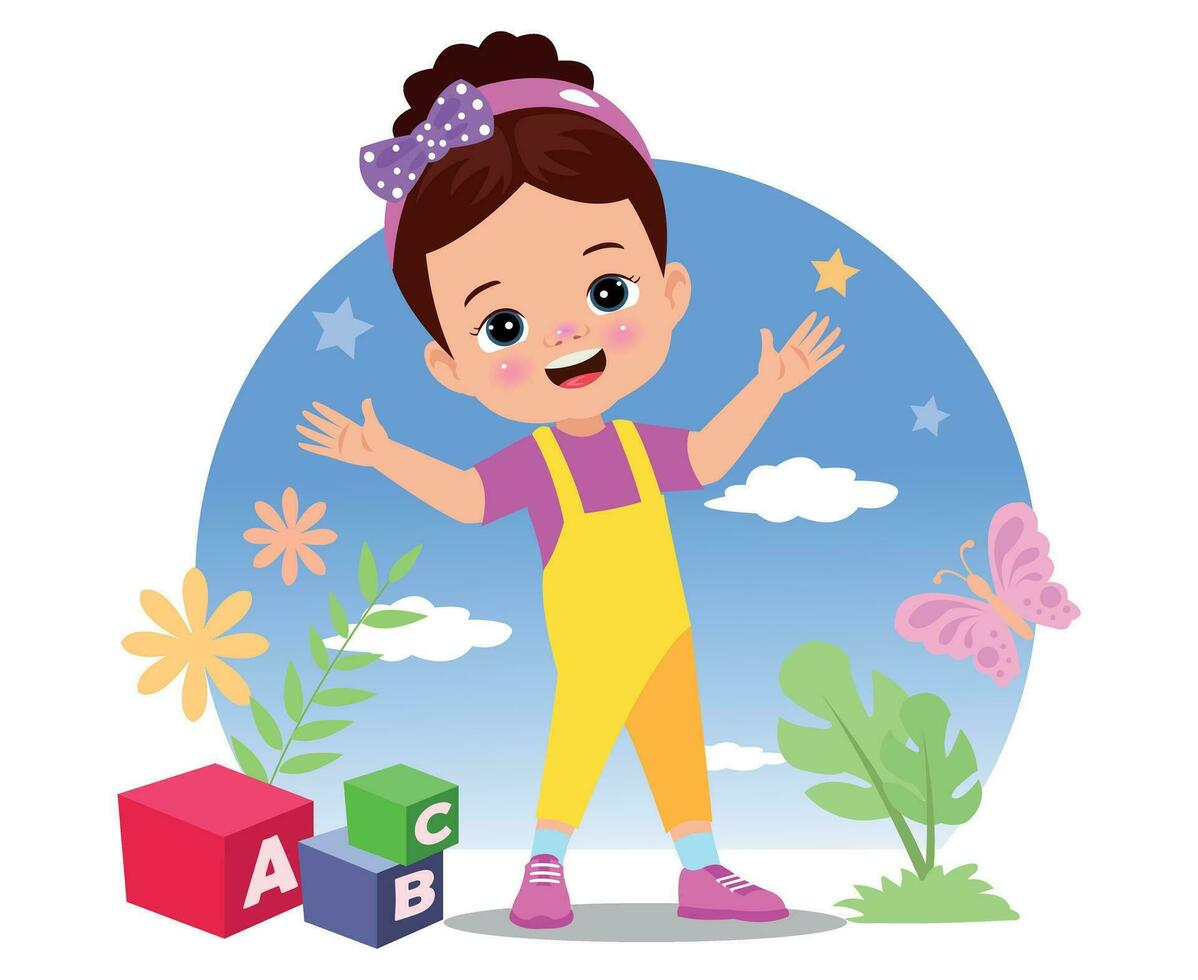 letter cubes and cute boy vector