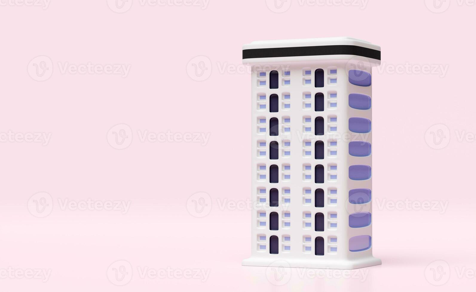 skyscraper building icon isolated on pink background. 3d render illustration photo