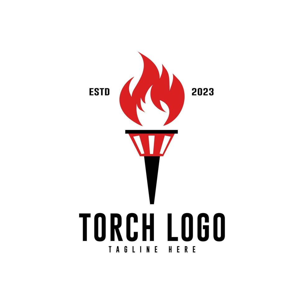 fire torch logo vector retro design