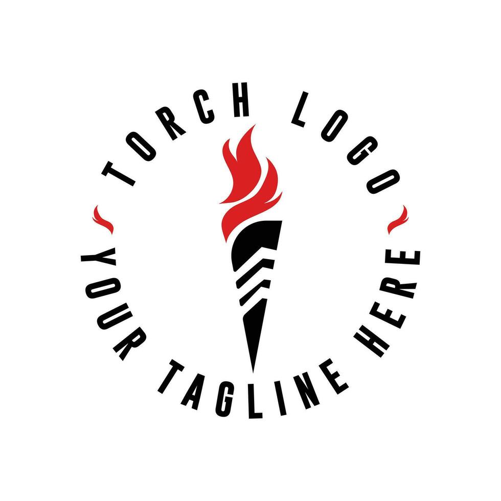 fire torch logo vector retro design