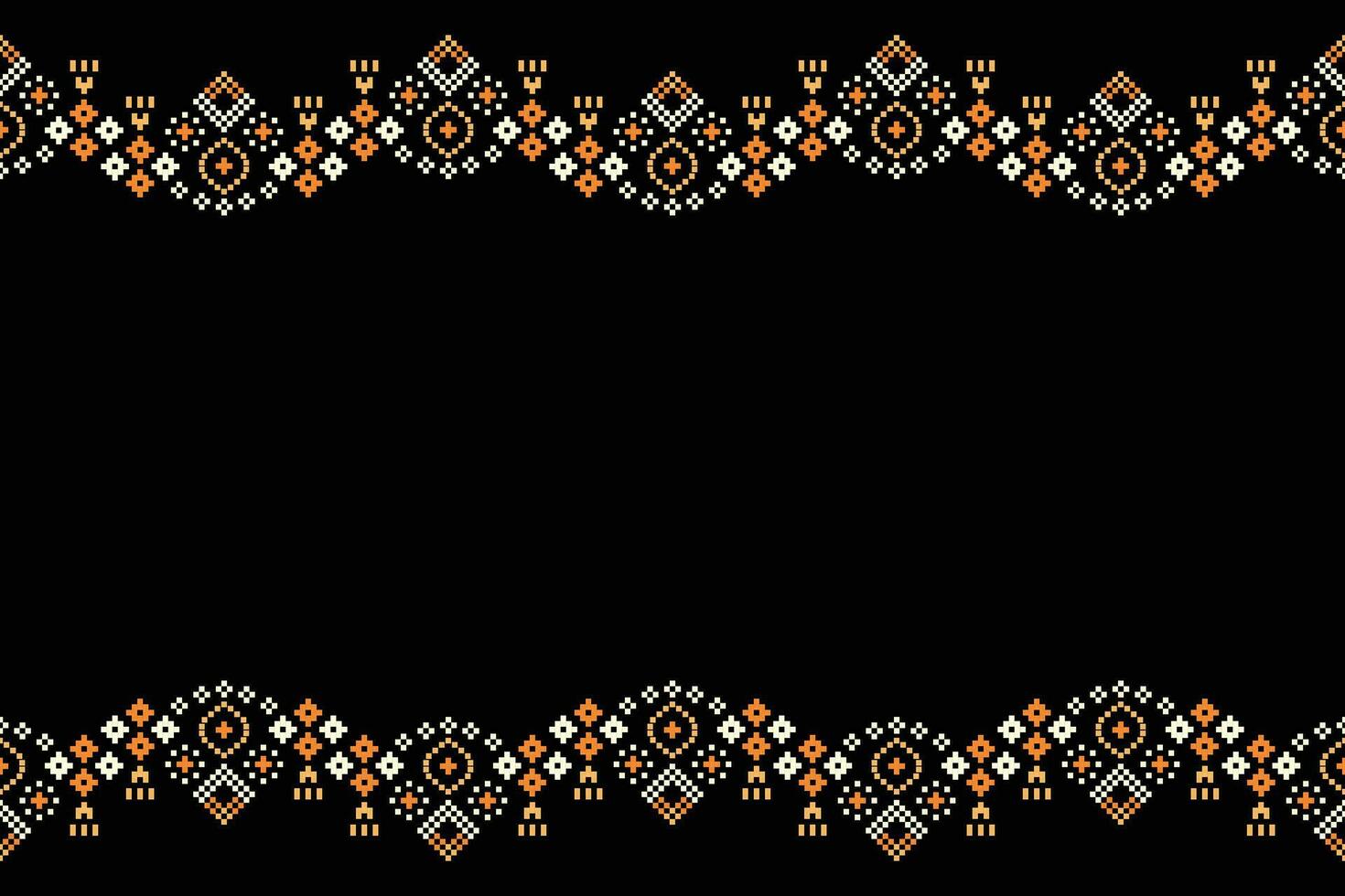 Ethnic geometric fabric pattern Cross Stitch.Ikat embroidery Ethnic oriental Pixel pattern black background. Abstract,vector,illustration. Texture,clothing,frame,decoration,motifs,silk wallpaper. vector