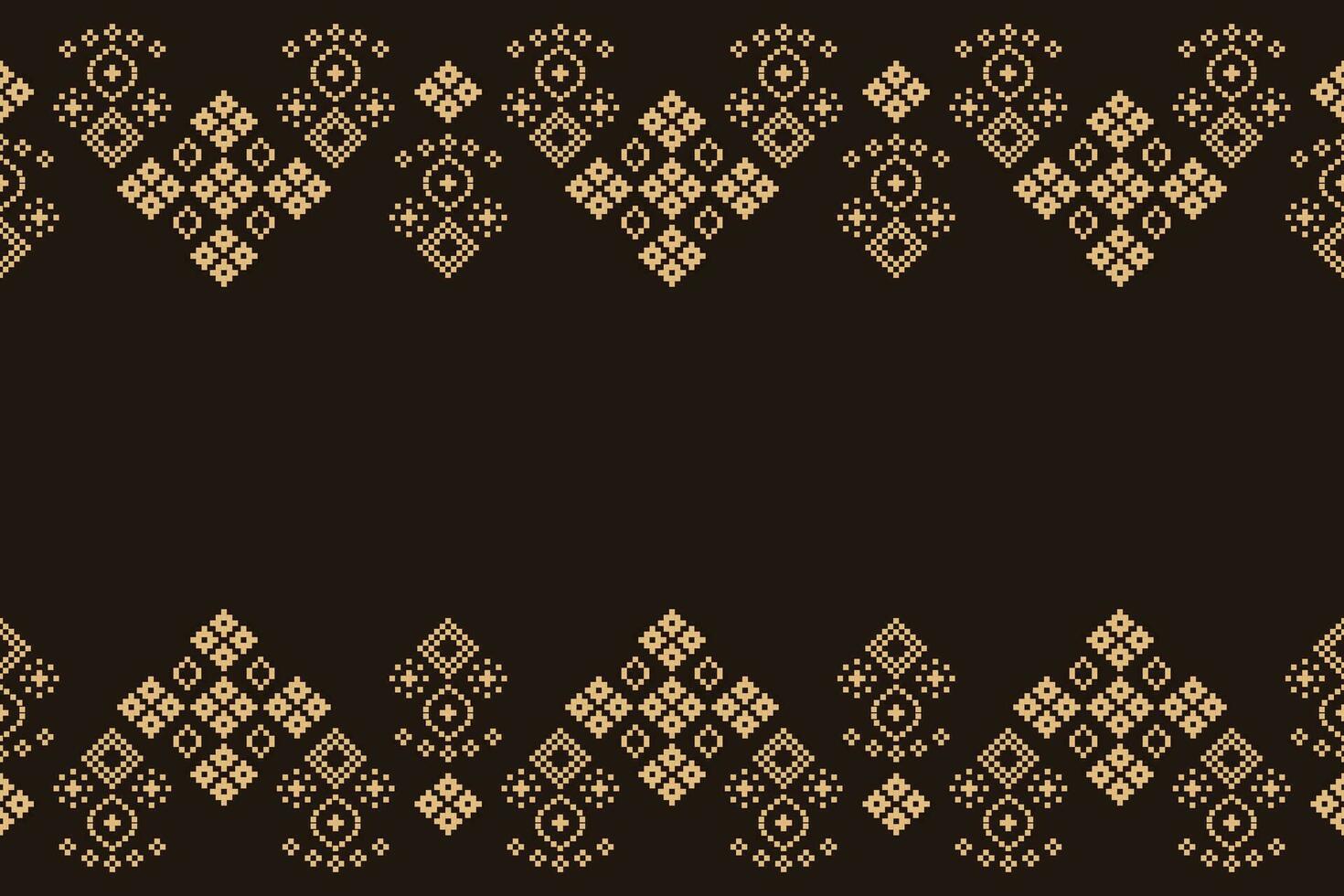Ethnic geometric fabric pattern Cross Stitch.Ikat embroidery Ethnic oriental Pixel pattern brown background. Abstract,vector,illustration. Texture,clothing,frame,decoration,motifs,silk wallpaper. vector