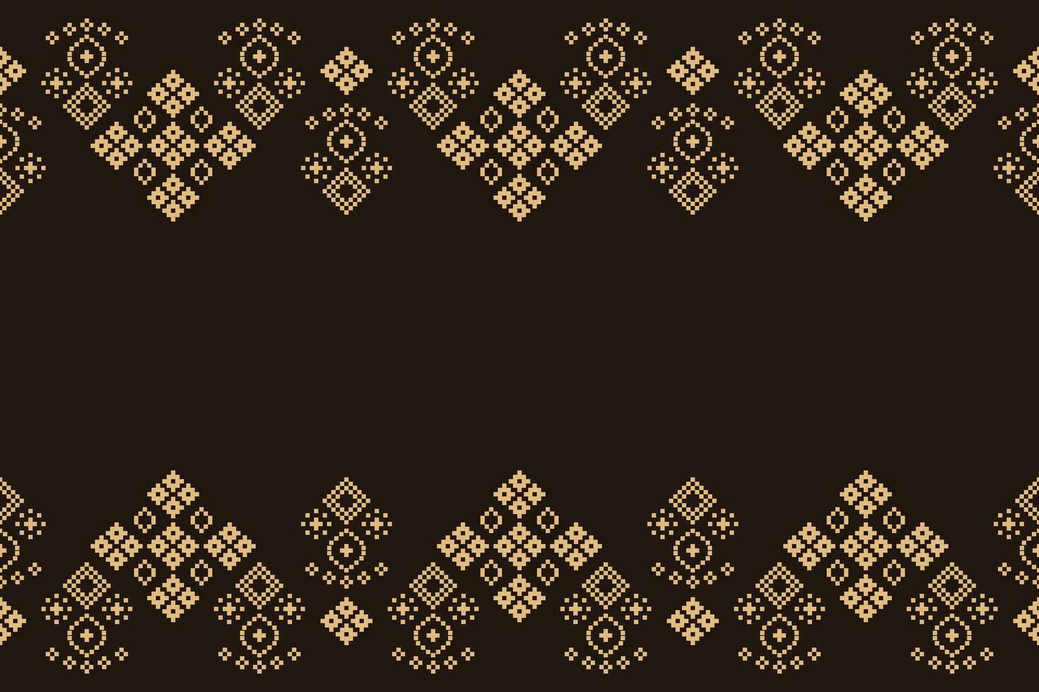 Ethnic geometric fabric pattern Cross Stitch.Ikat embroidery Ethnic oriental Pixel pattern brown background. Abstract,vector,illustration. Texture,clothing,frame,decoration,motifs,silk wallpaper. vector