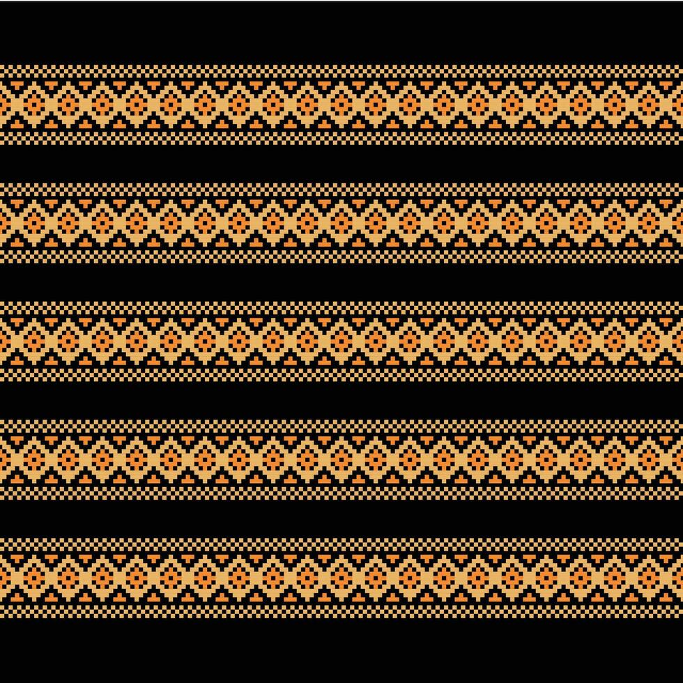 Ethnic geometric fabric pattern Cross Stitch.Ikat embroidery Ethnic oriental Pixel pattern black background. Abstract,vector,illustration. Texture,clothing,frame,decoration,motifs,silk wallpaper. vector