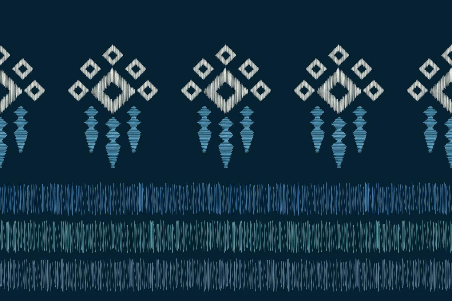Ethnic Ikat fabric pattern geometric style.African Ikat embroidery Ethnic oriental pattern blue background. Abstract,vector,illustration.Texture,clothing,frame,decoration,carpet,motif. vector