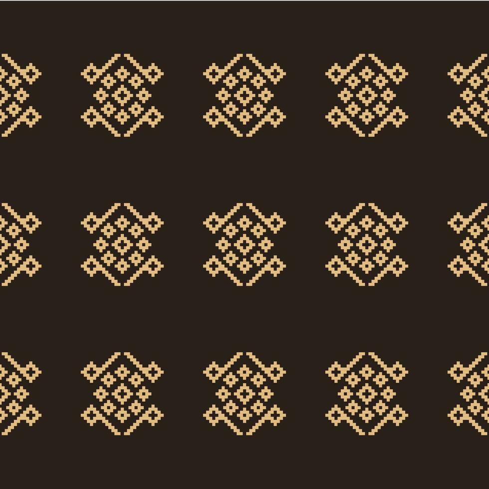 Ethnic geometric fabric pattern Cross Stitch.Ikat embroidery Ethnic oriental Pixel pattern brown background. Abstract,vector,illustration. Texture,clothing,frame,decoration,motifs,silk wallpaper. vector