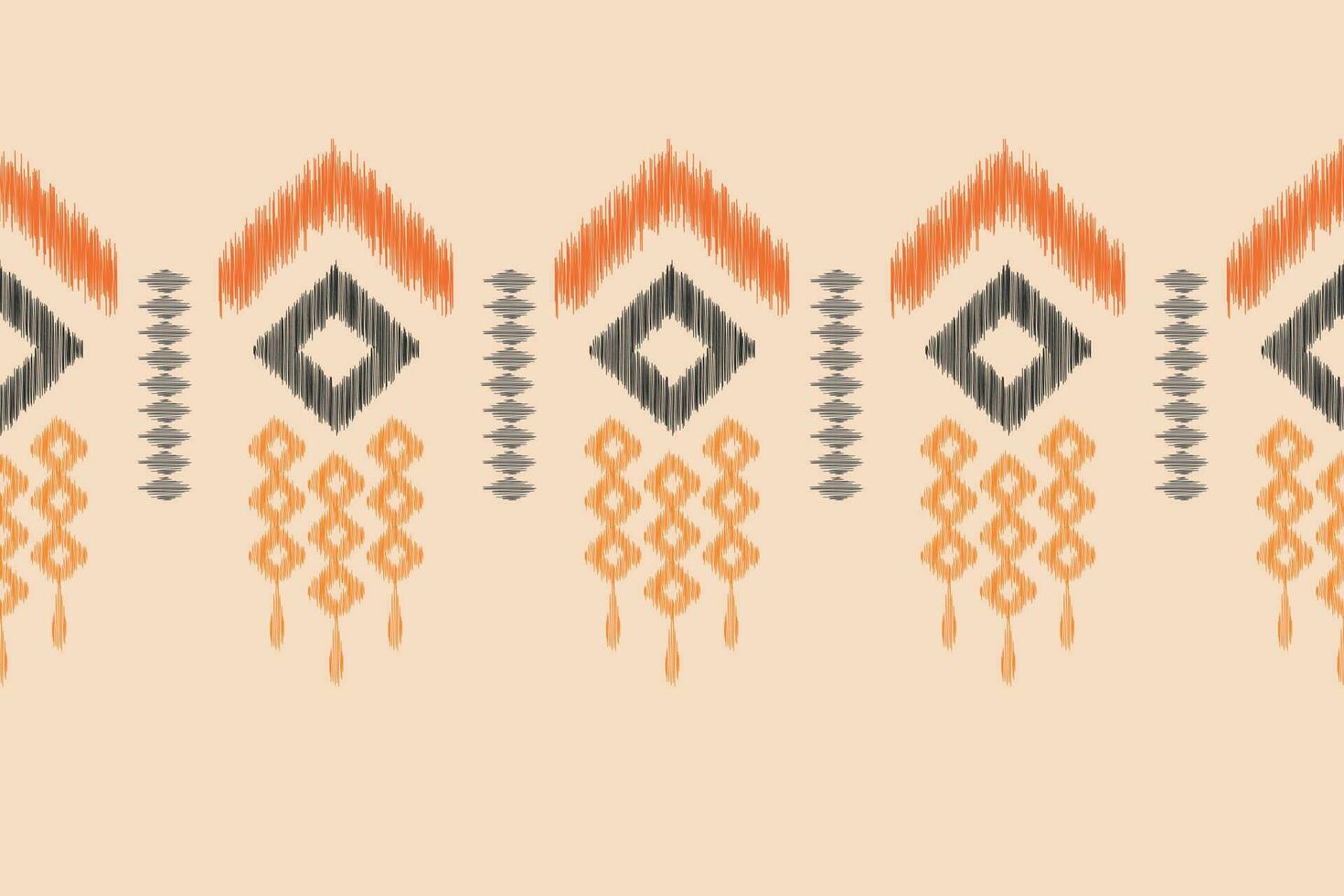 Ethnic Ikat fabric pattern geometric style.African Ikat embroidery Ethnic oriental pattern brown cream background. Abstract,vector,illustration.Texture,clothing,frame,decoration,carpet,motif. vector