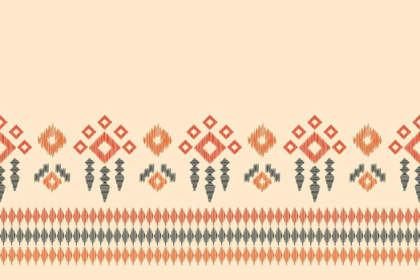 Ethnic Ikat fabric pattern geometric style.African Ikat embroidery Ethnic oriental pattern brown cream background. Abstract,vector,illustration.Texture,clothing,frame,decoration,carpet,motif. vector