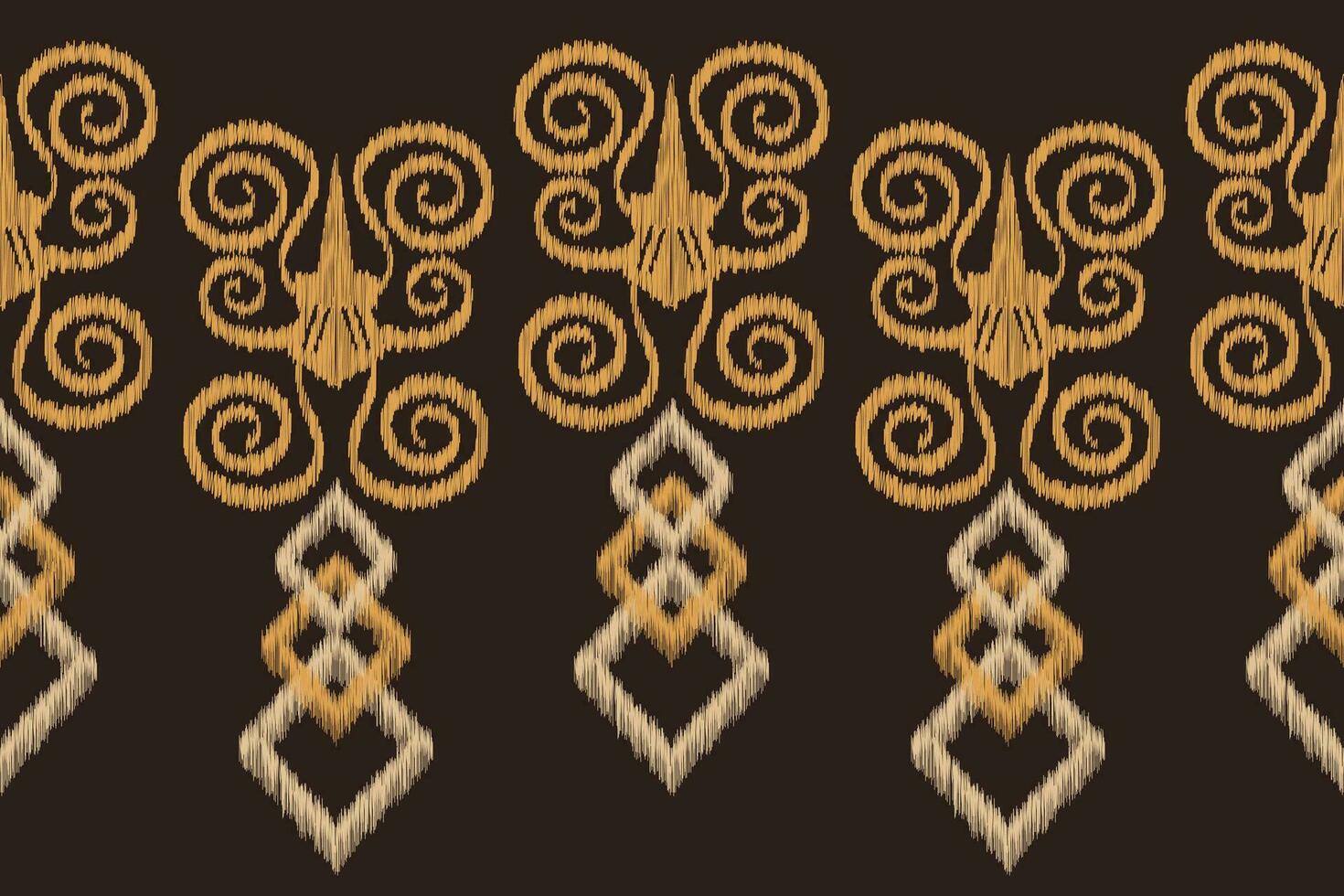 Ethnic Ikat fabric pattern geometric style.African Ikat embroidery brown Ethnic oriental pattern brown background. Abstract,vector,illustration.Texture,wallpaper,frame,decoration,carpet,motif. vector