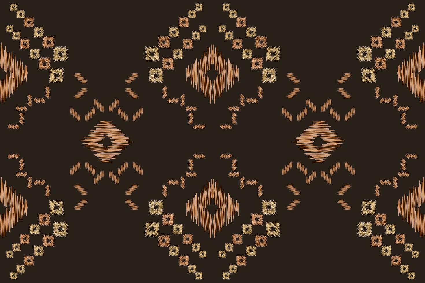 Ethnic Ikat fabric pattern geometric style.African Ikat embroidery brown Ethnic oriental pattern brown background. Abstract,vector,illustration.Texture,wallpaper,frame,decoration,carpet,motif. vector
