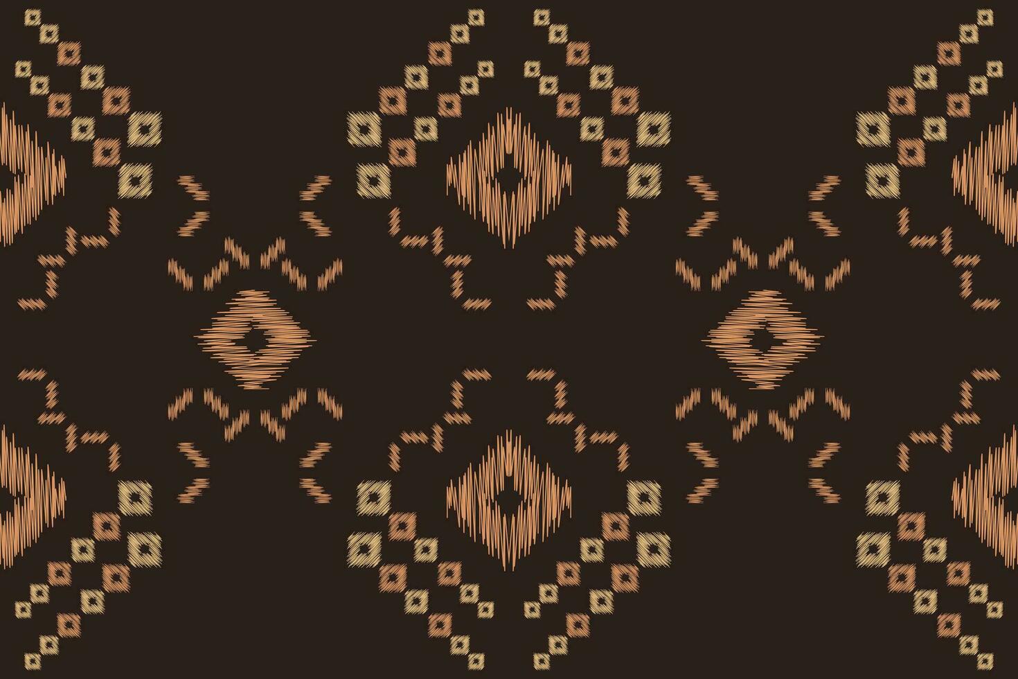 Ethnic Ikat fabric pattern geometric style.African Ikat embroidery brown Ethnic oriental pattern brown background. Abstract,vector,illustration.Texture,wallpaper,frame,decoration,carpet,motif. vector