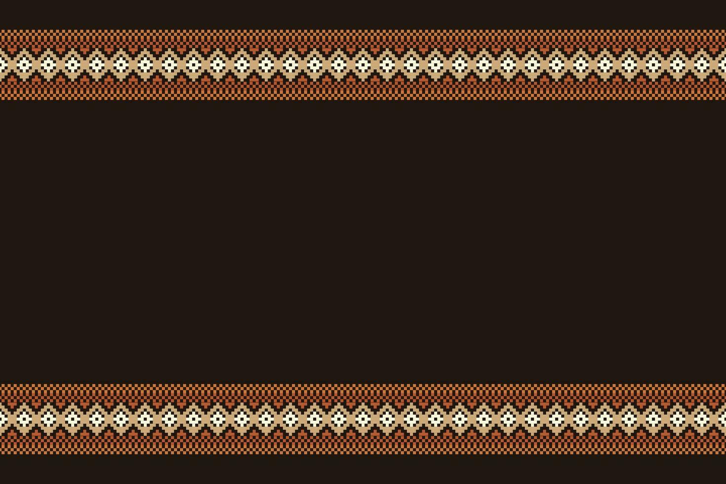 Ethnic geometric fabric pattern Cross Stitch.Ikat embroidery Ethnic oriental Pixel pattern brown background. Abstract,vector,illustration. Texture,clothing,frame,decoration,motifs,silk wallpaper. vector