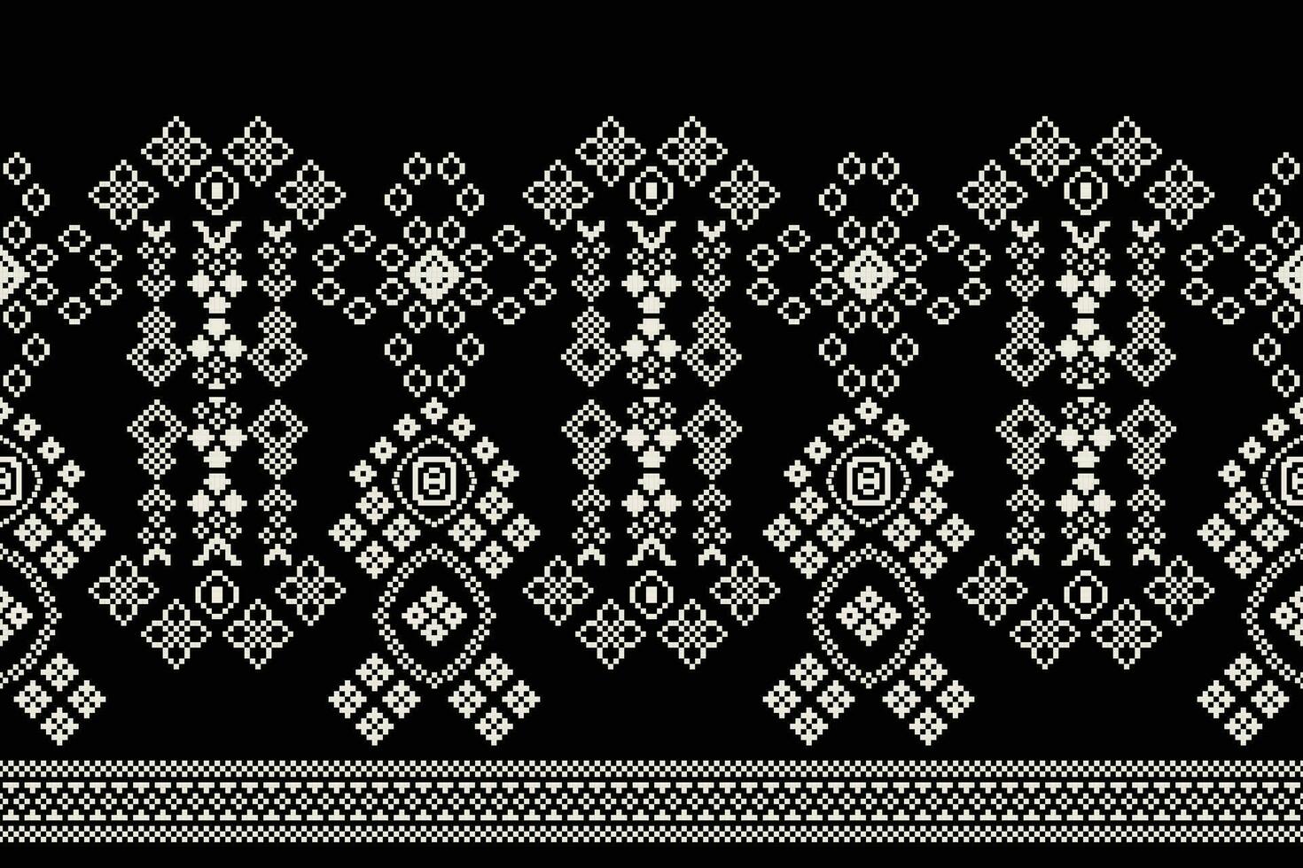 étnico geométrico tela modelo cruzar puntada.ikat bordado étnico oriental píxel modelo negro antecedentes. resumen, vector, ilustración. textura,ropa,marco,decoración,motivos,seda fondo de pantalla. vector