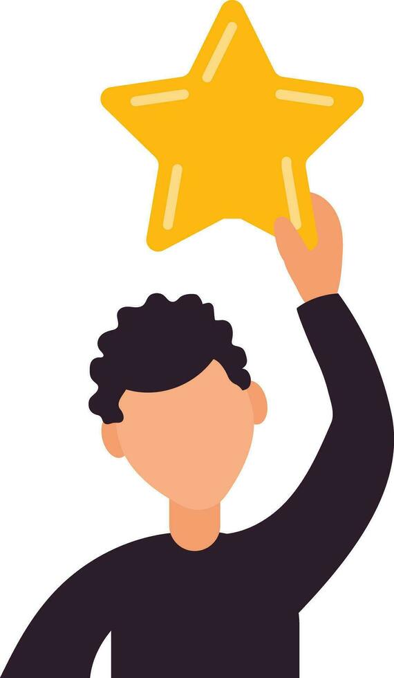 Winner Contestant Holding a Star in Cartoon Character Illustration vector