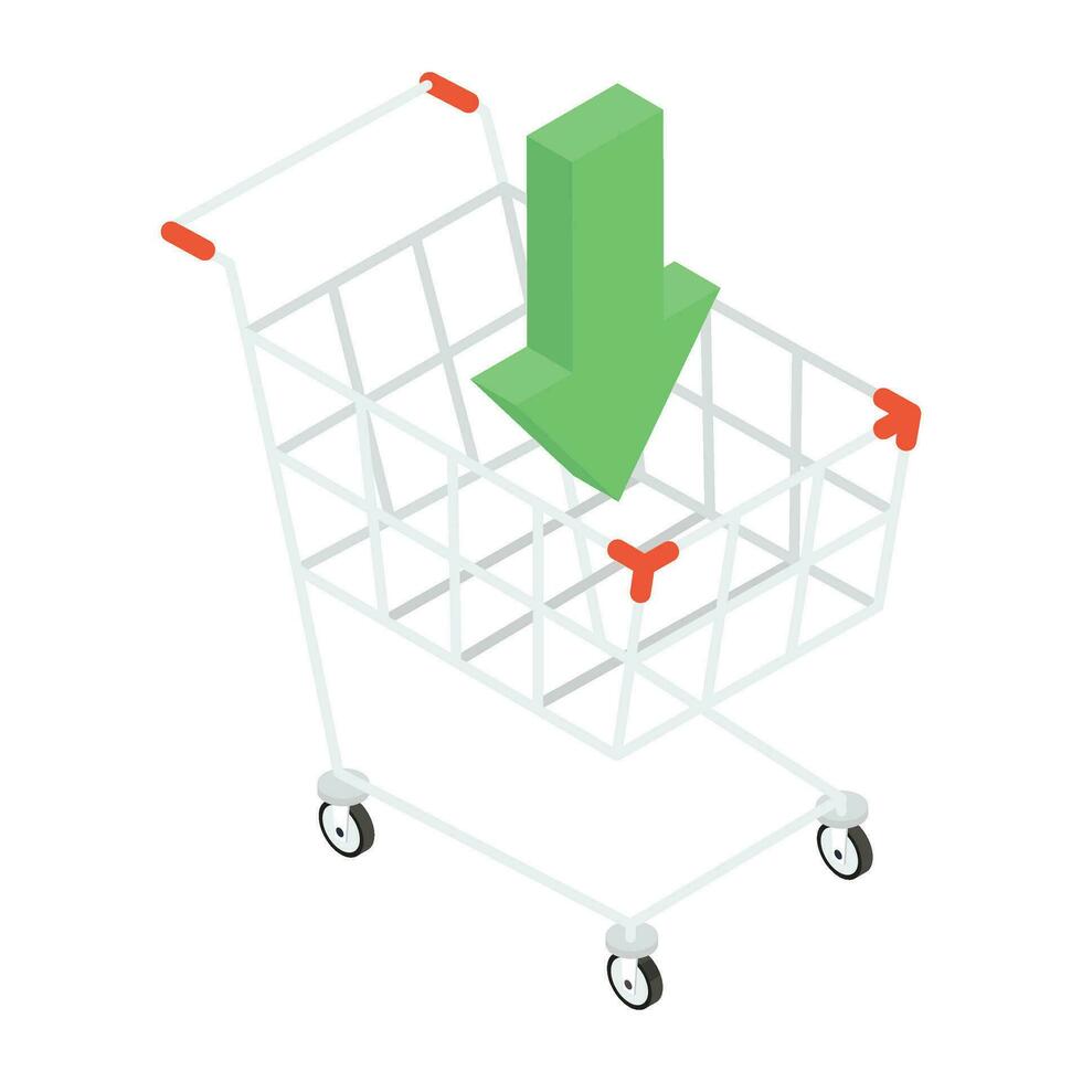 Flat icon of shopping trolley vector