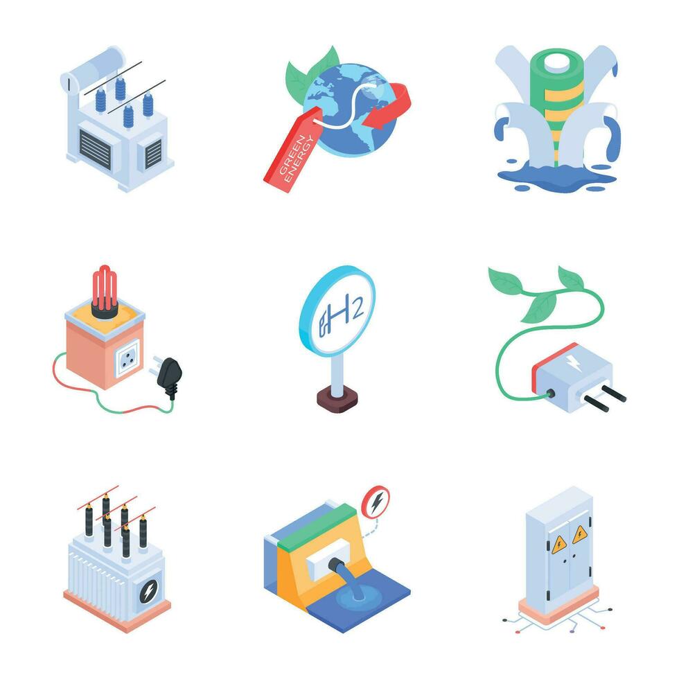 Modern Pack of Renewable Energy Isometric Icons vector