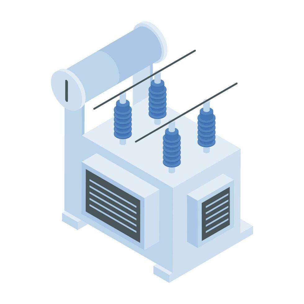 isométrica icono de voltaje transformador vector