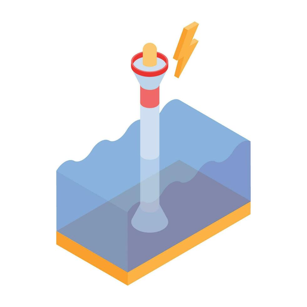 Modern isometric icon of tidal power vector