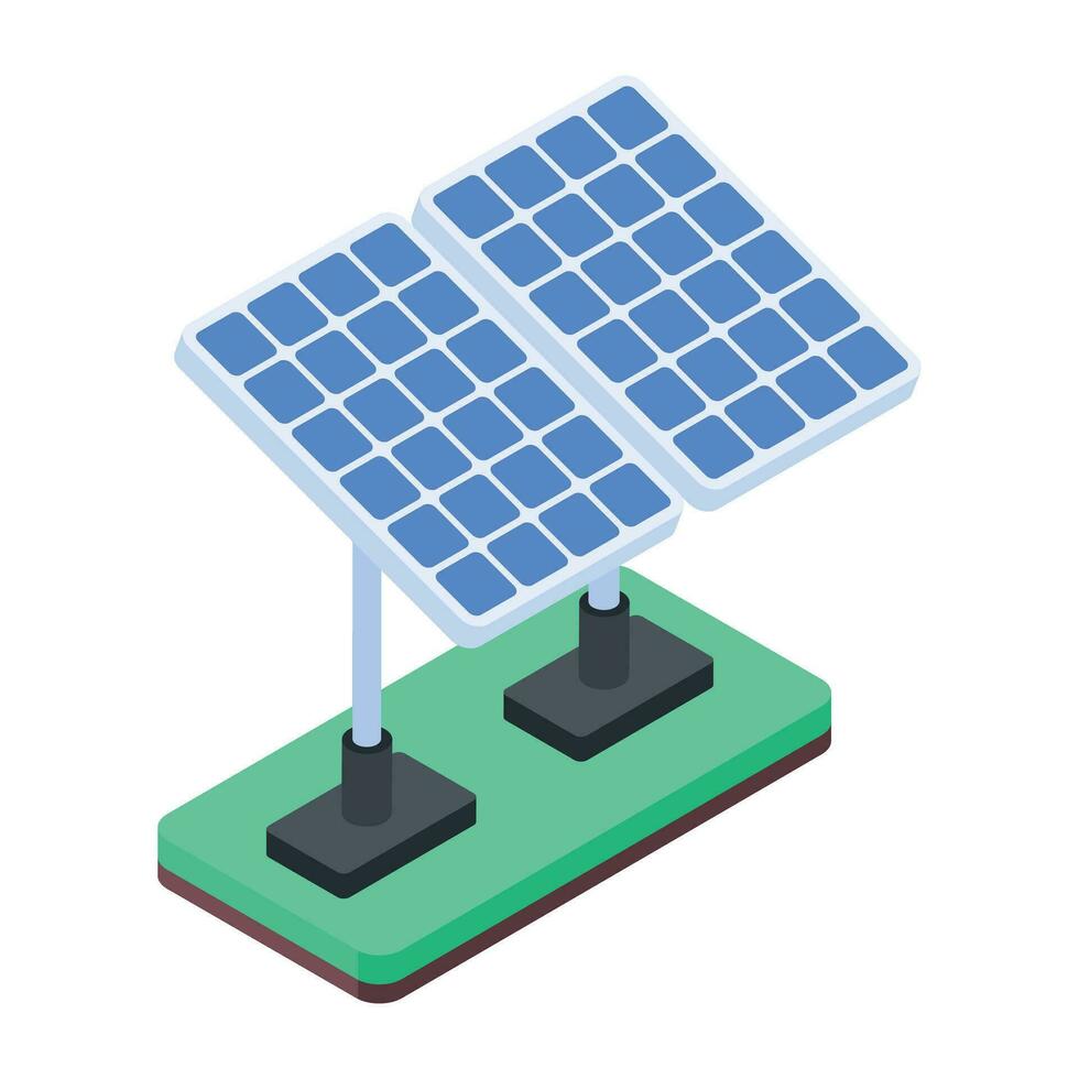 moderno isométrica icono de solar paneles vector