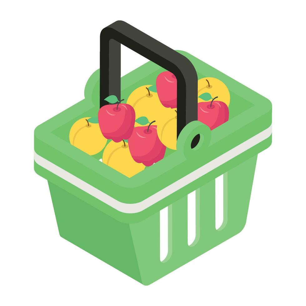 Isometric vector design of shopping basket  icon