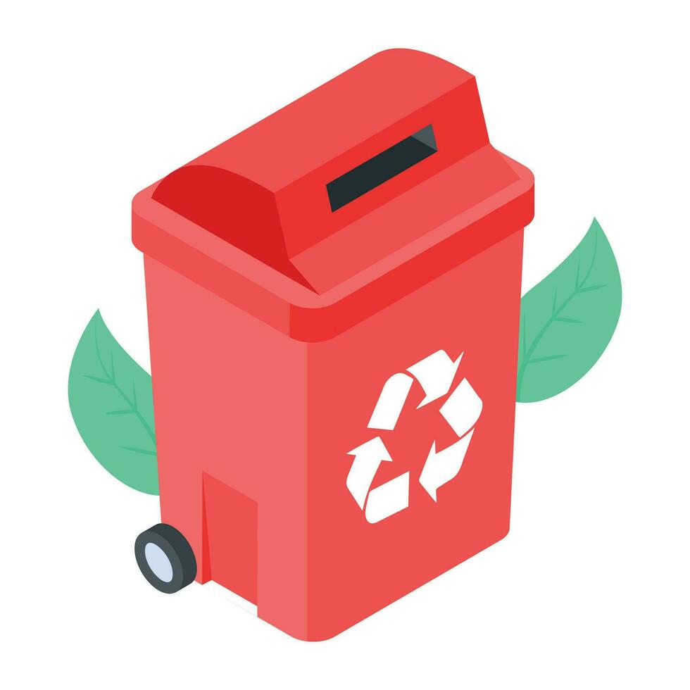 un isométrica icono de basura reciclaje vector