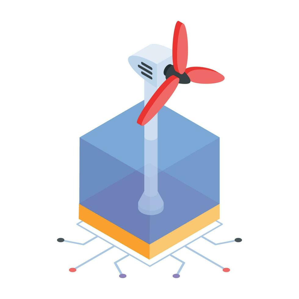 Modern isometric icon of wind energy vector