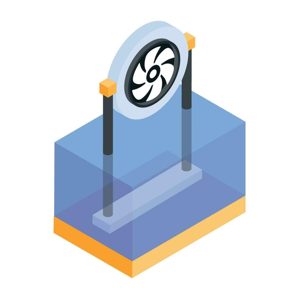 An isometric icon of water turbine vector