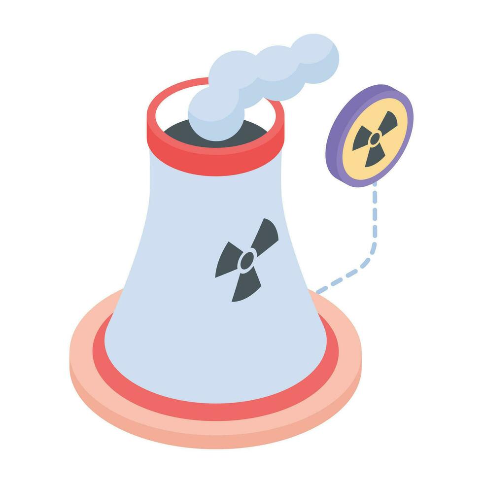 Isometric icon of nuclear power vector