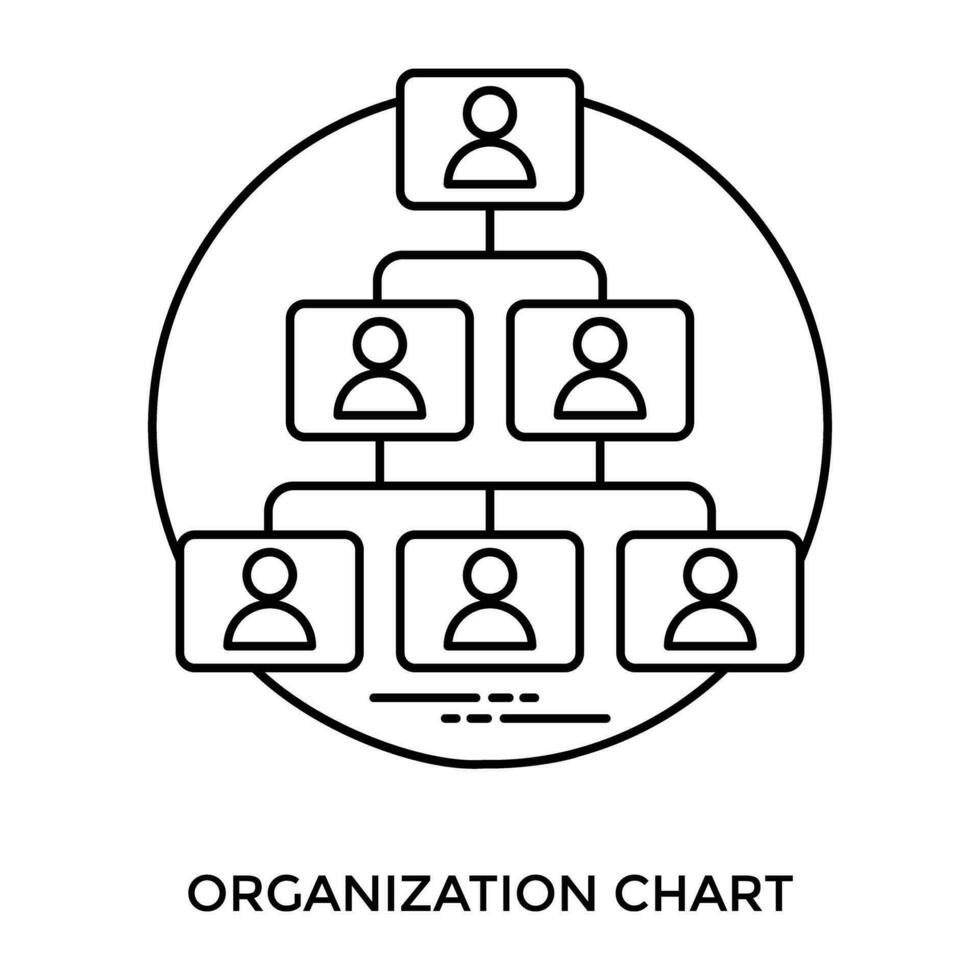Hierarchy of an employee chart where each member is leading others, commemorating organization chart concept vector