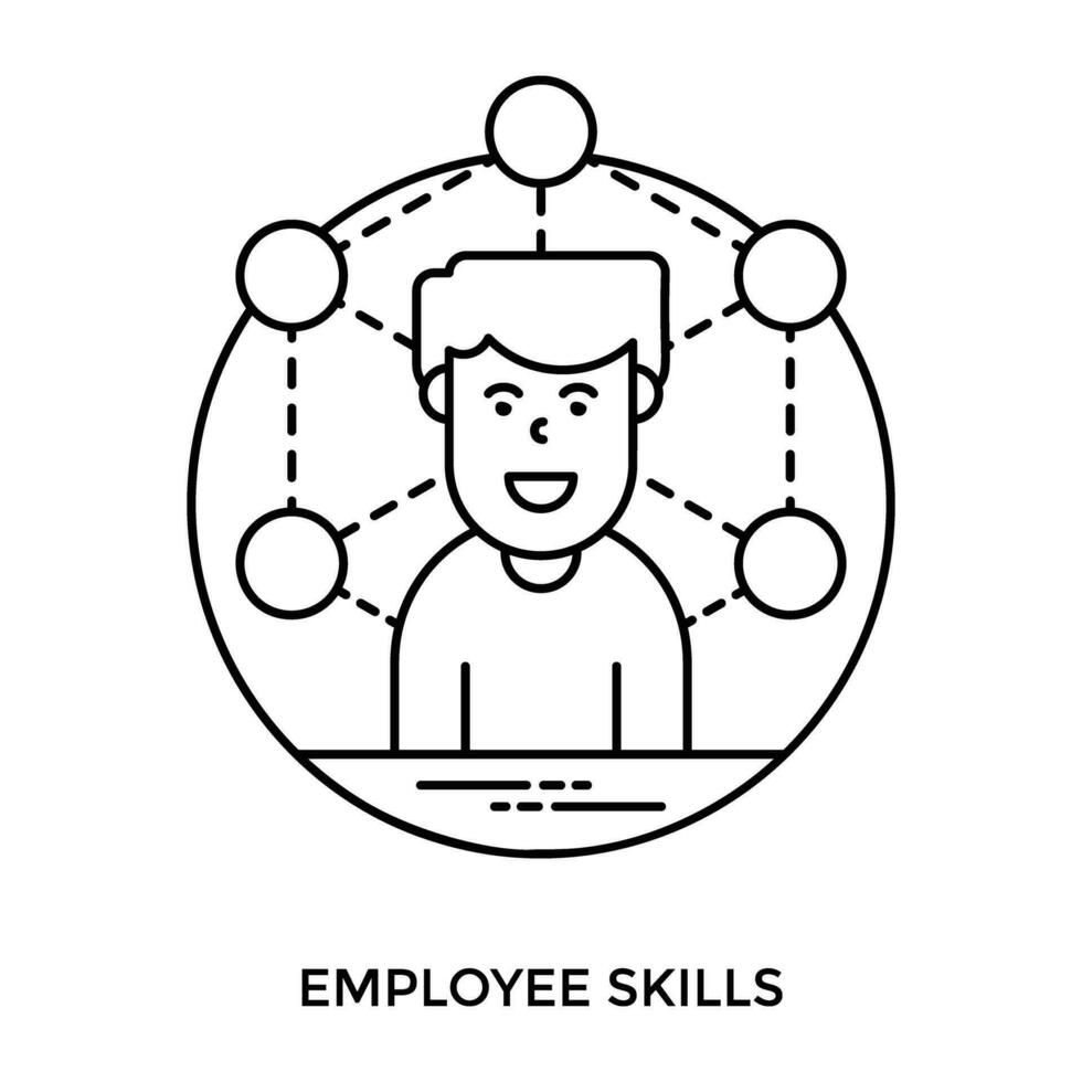 Nodes attached to a beardman sketching employee skills notion vector