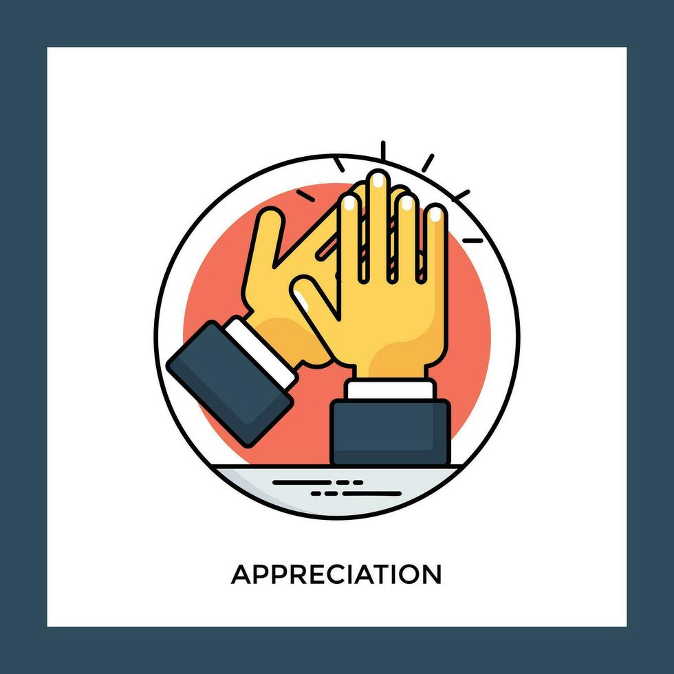 Applauding hands in clapping position, making a notion for appreciation icon vector