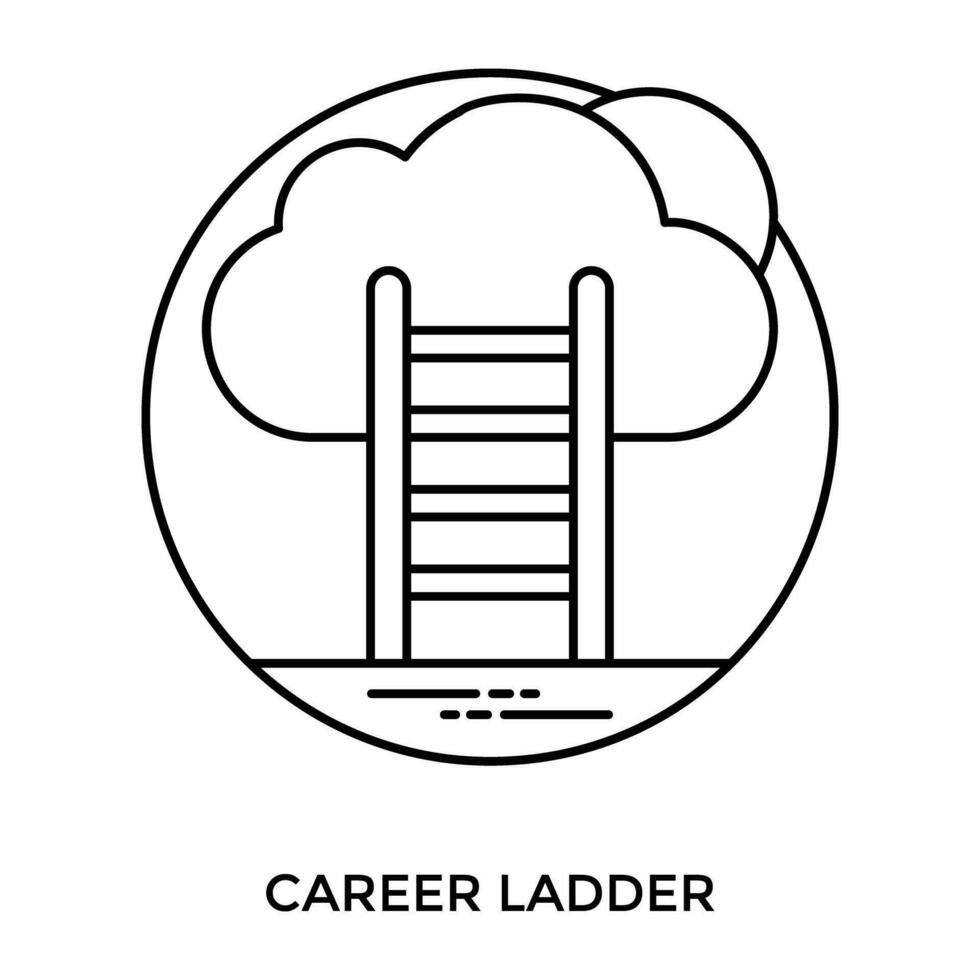 A ladder reaching to a sky high cloud conceptualizing career advancement icon vector