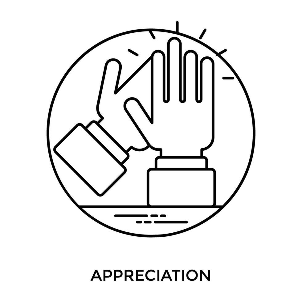Applauding hands in clapping position, making a notion for appreciation icon vector