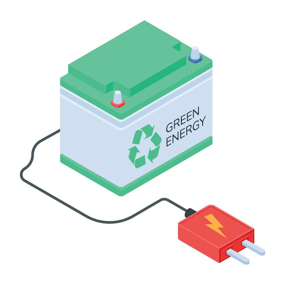 Isometric icon of green energy vector
