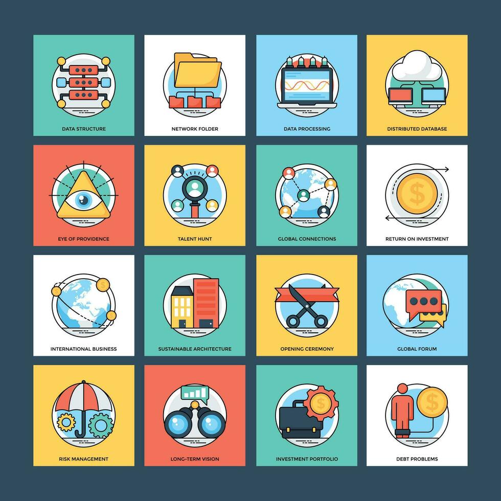 Pack of Business and Data Management Flat Vector Icons