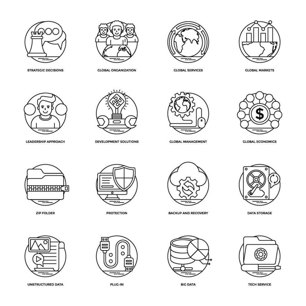 Business and Data Management Vector Icons
