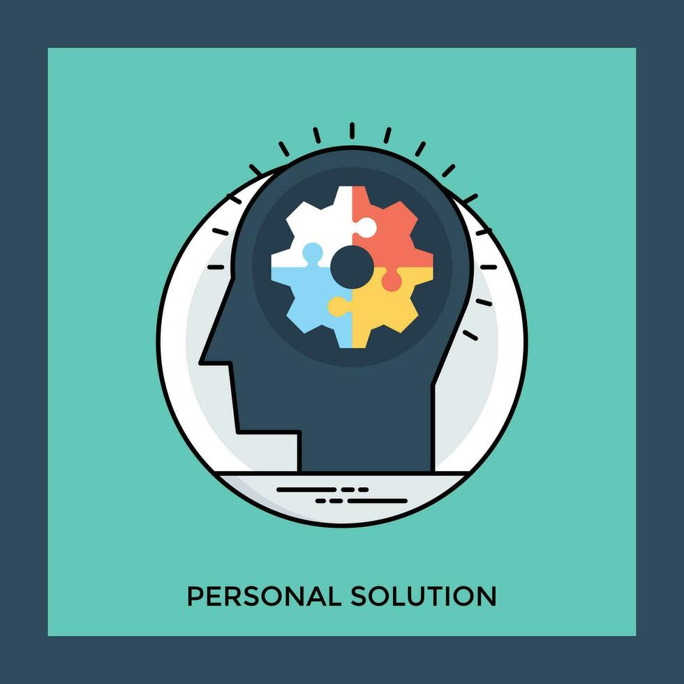 A beaming skull with floral gear inside the brain to offer personal solution icon vector