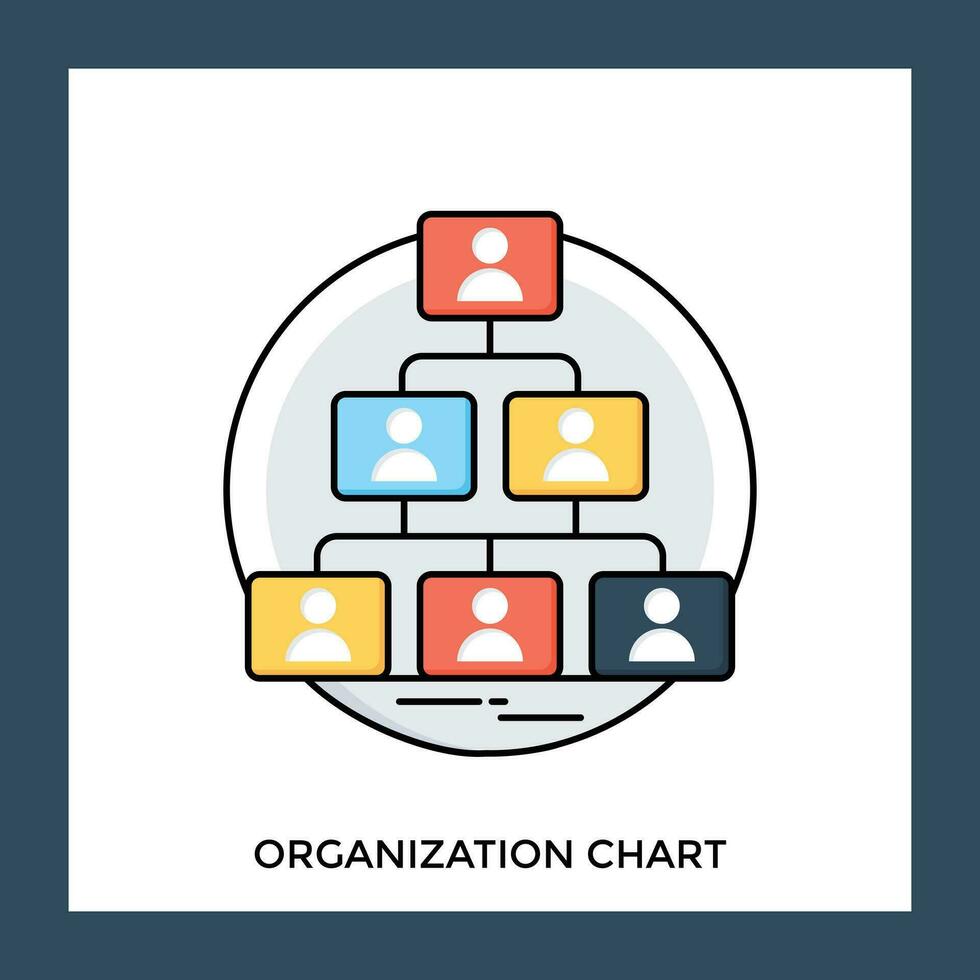 Hierarchy of an employee chart where each member is leading others, commemorating organization chart concept vector