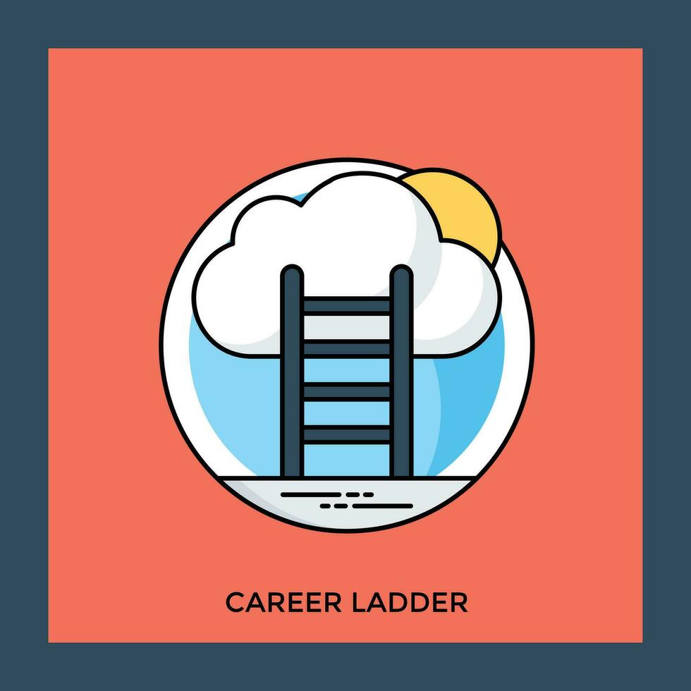 A ladder reaching to a sky high cloud conceptualizing career advancement icon vector